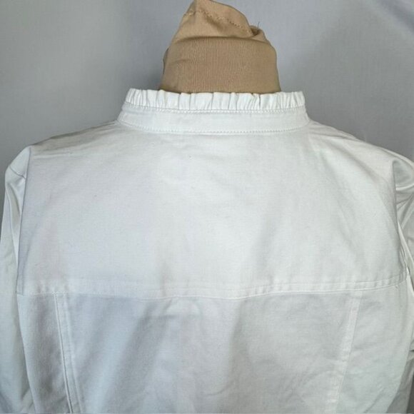 Quacker Factory Large White Embellished Jacket With Rhinestones & Ruffle Collar - Picture 11 of 15